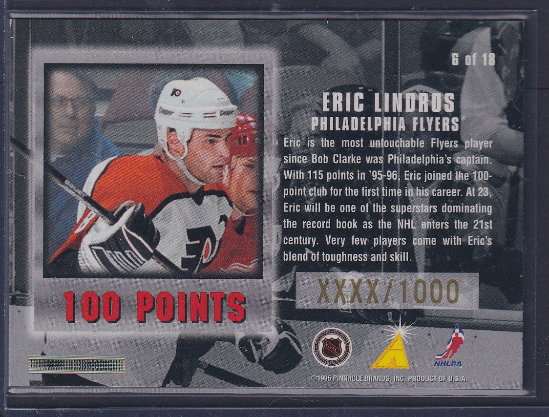 ERIC LINDROS - 1996 Pinnacle Summit Untouchables #6, xxxx/1000