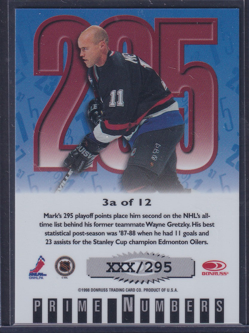 MARK MESSIER - 1997 Donruss Elite Prime Numbers #3a, xxx/295