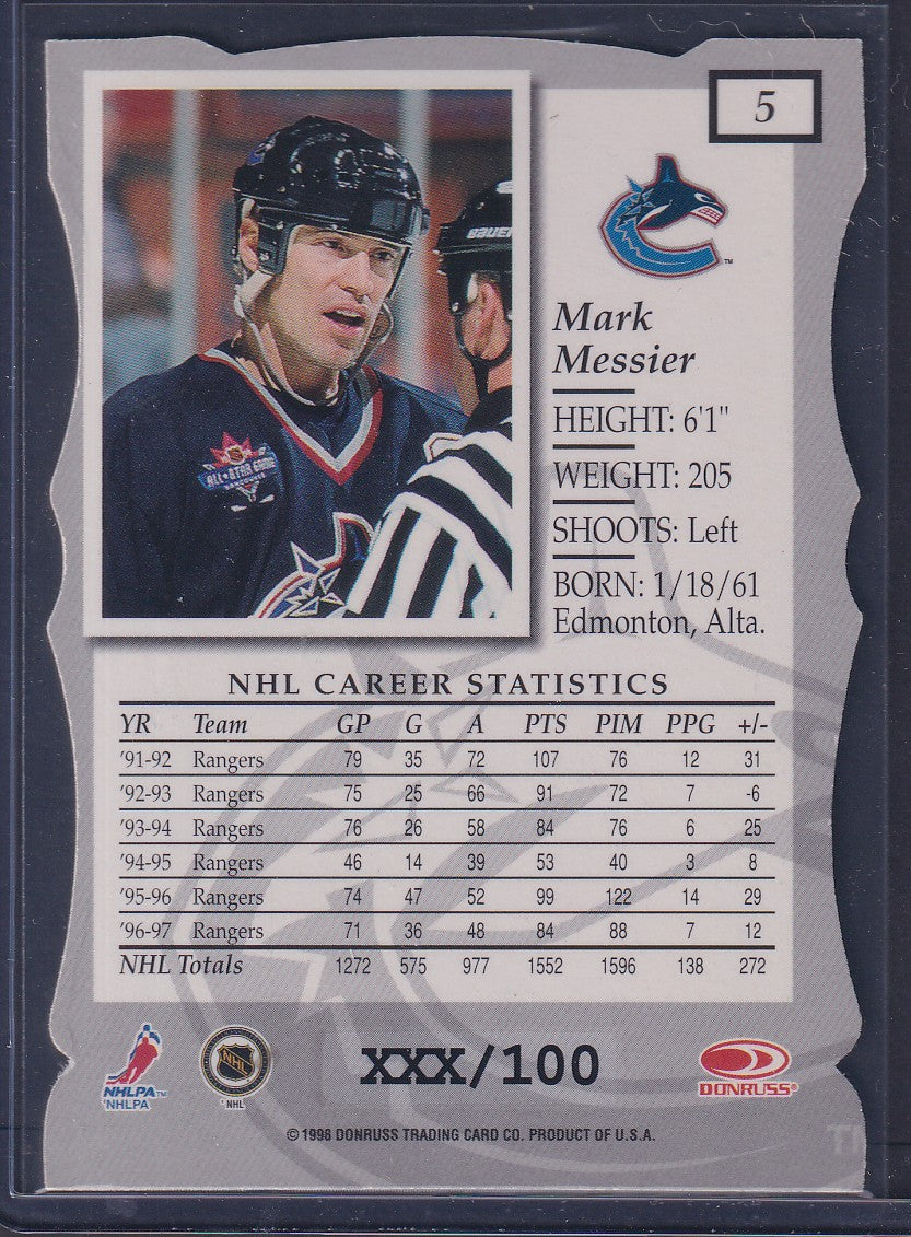 MARK MESSIER - 1997 Donruss Elite Status Die Cut #5, xxx/100