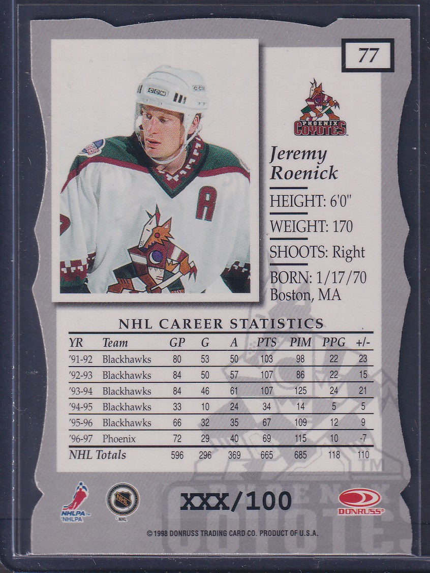 JEREMY ROENICK - 1997 Donruss Elite Status Die Cut #77, xxx/750