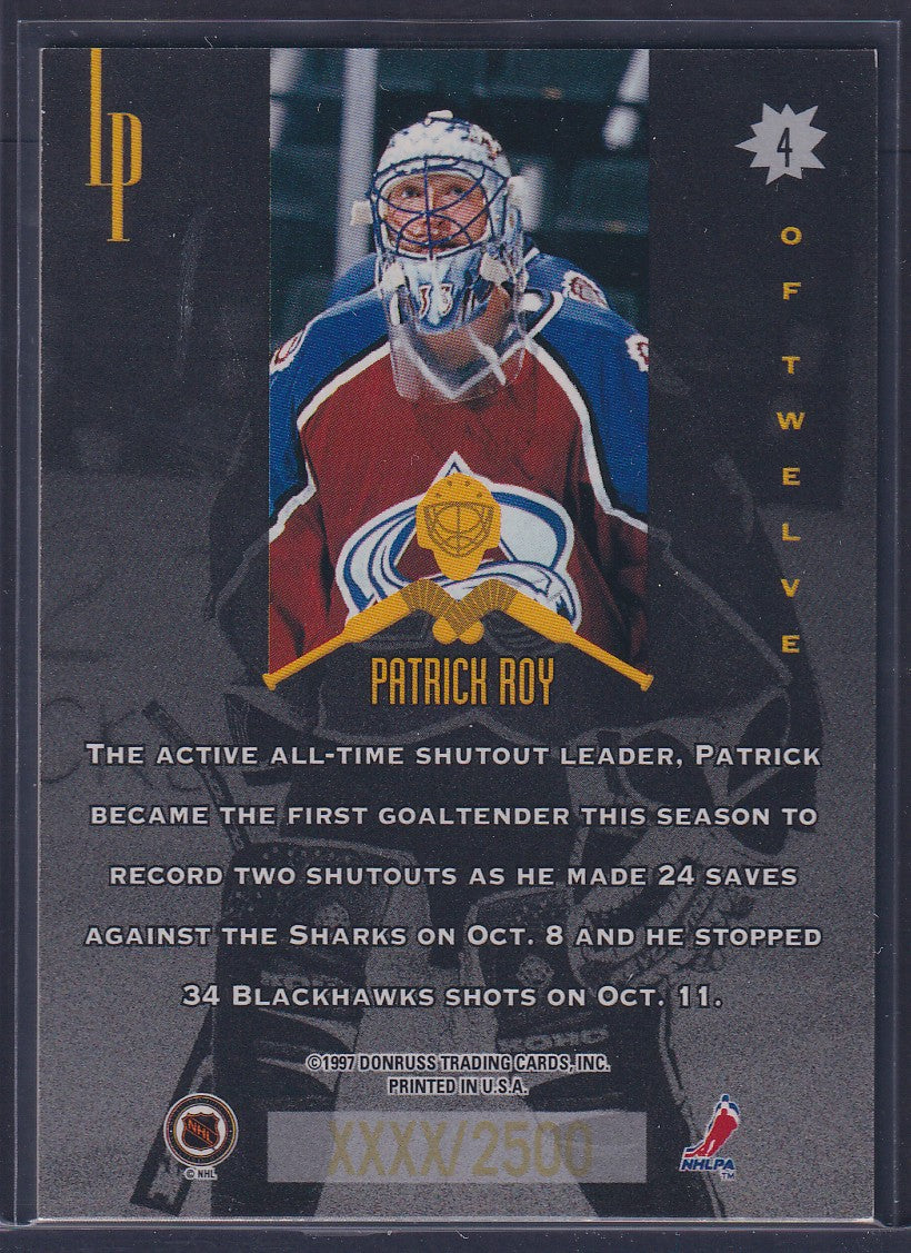 PATRICK ROY - 1996 Donruss Masked Marauders #4, xxxx/2500