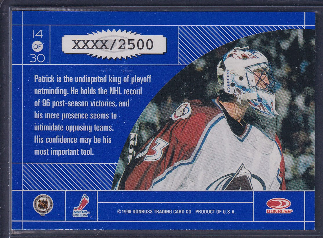 PATRICK ROY - 1997 Donruss Elite Craftsmen #14, xxxx/2500