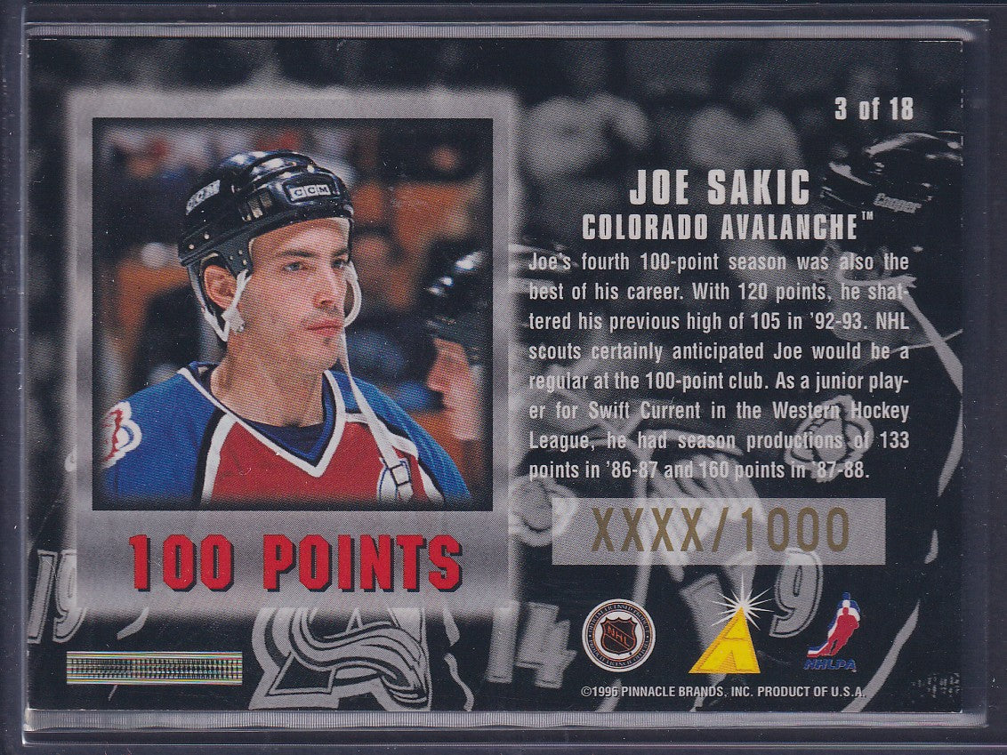 JOE SAKIC - 1996 Pinnacle Summit Untouchables #3, xxxx/1000