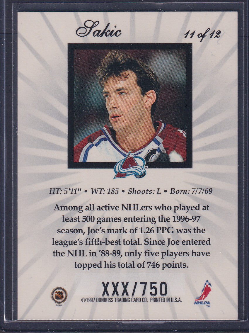 JOE SAKIC - 1997 Donruss Elite Status #11, xxx/750