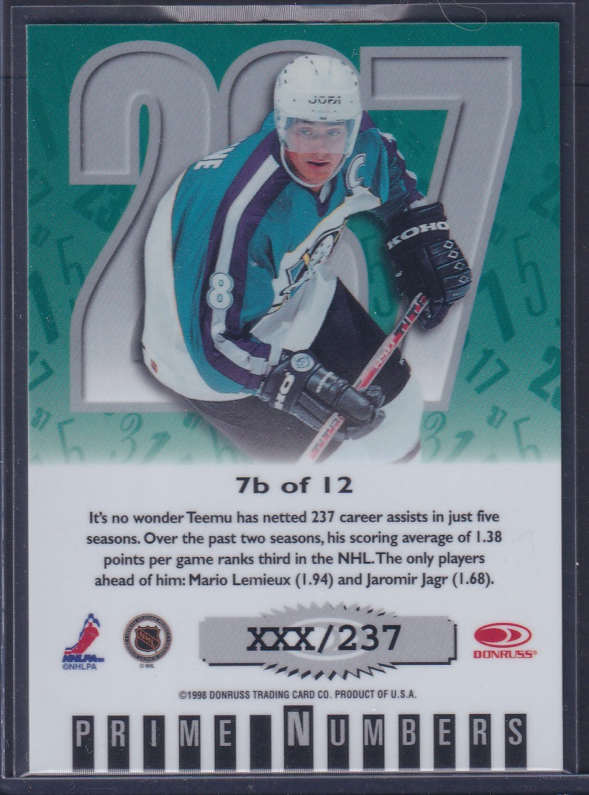 TEEMU SELANNE - 1997 Donruss Elite Prime Numbers #7b, xxx/237
