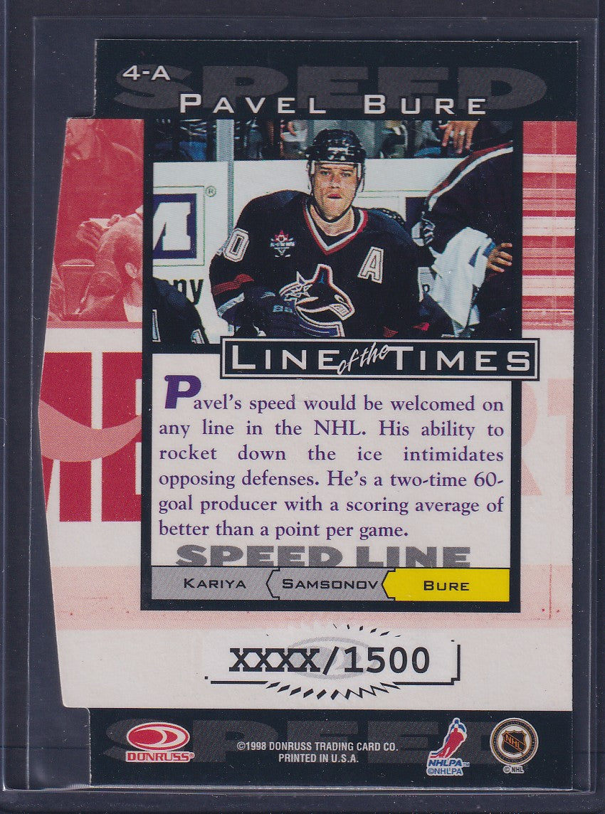 PAVEL BURE - 1997 Donruss Preferred Line of the Times Die Cut #4-A, xxx/1500