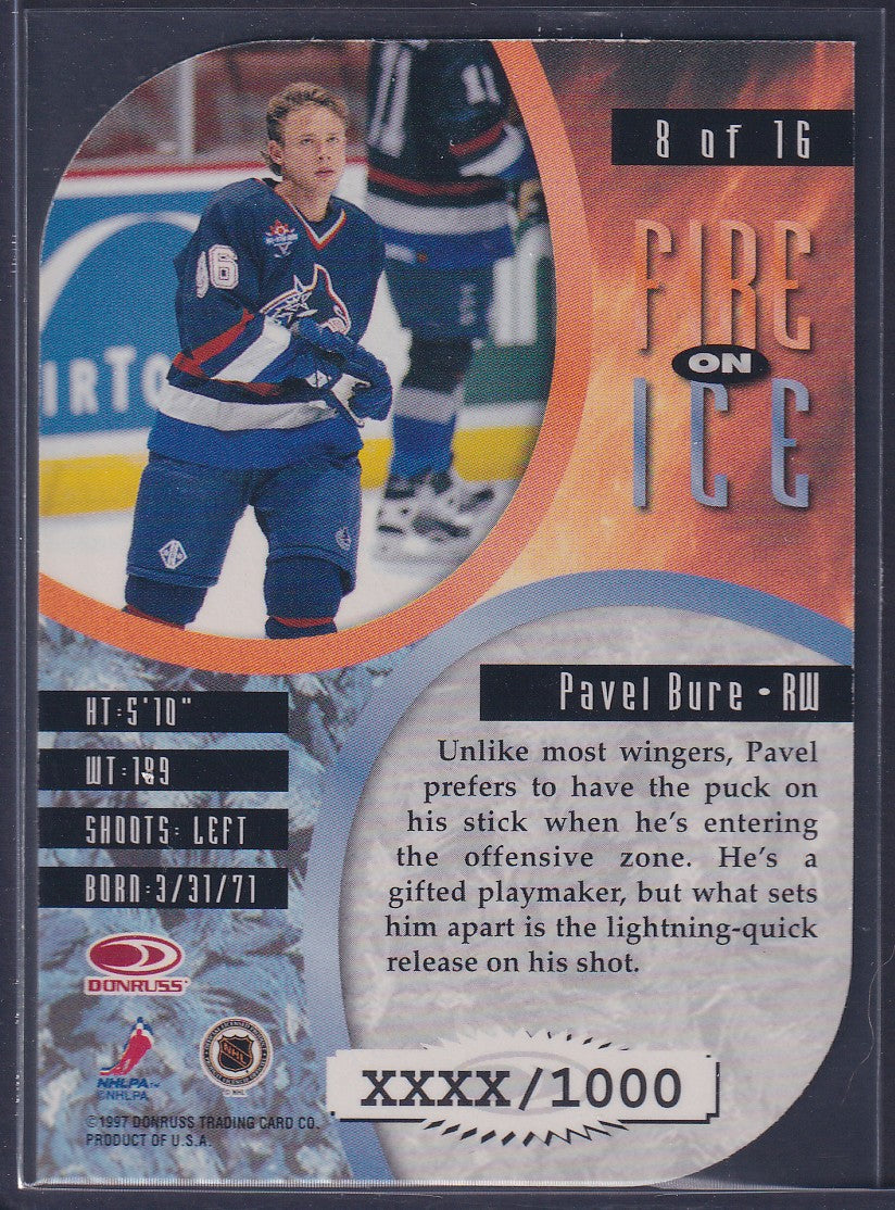 PAVEL BURE - 1997 Donruss Leaf Fire on Ice Die Cut #8, xxxx/1000