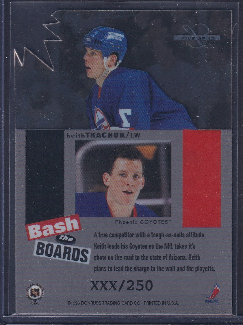 KEITH TKACHUK - 1996 Donruss Leaf Bash the Boards Clear Cut Die Cut #5, xxx/250