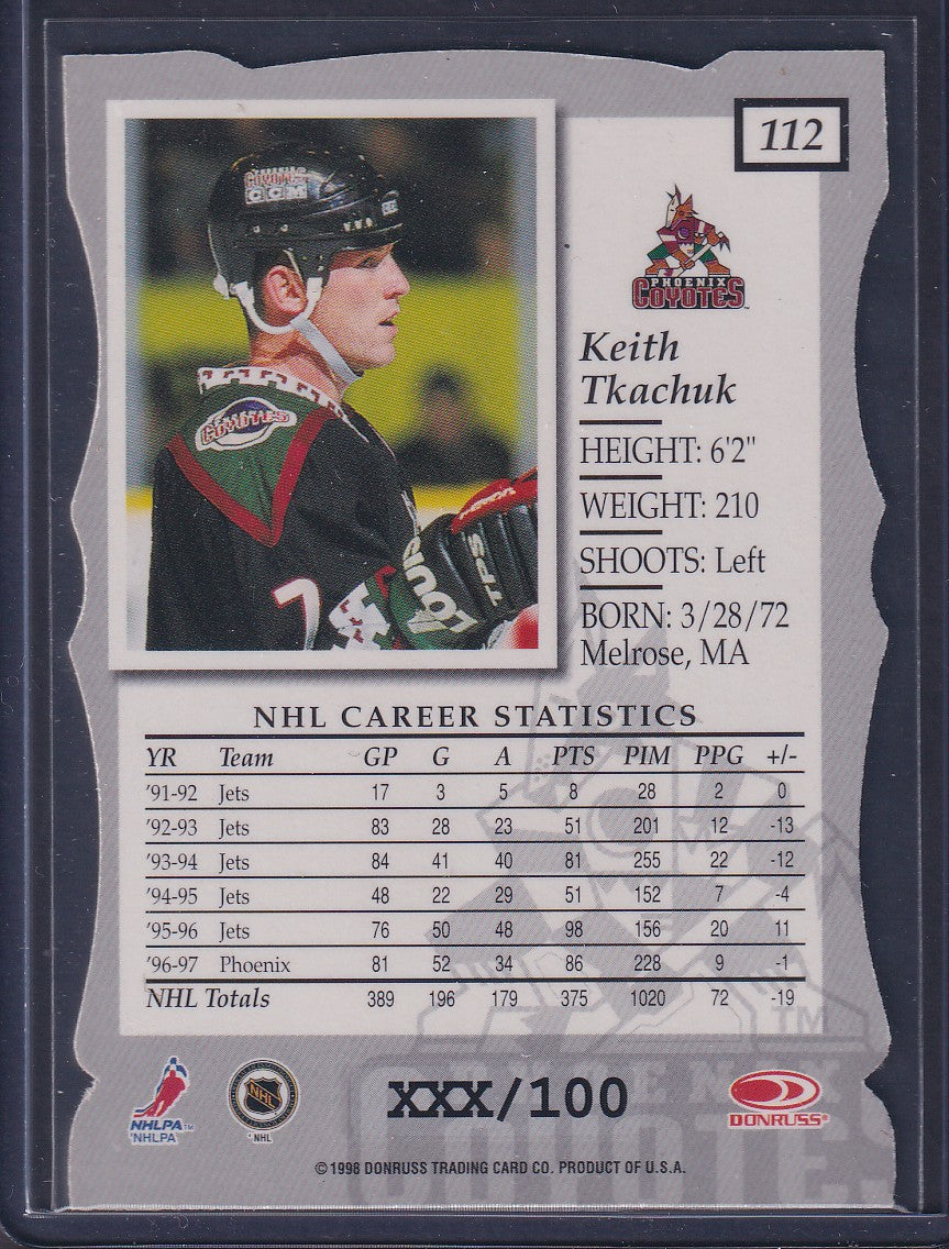 KEITH TKACHUK - 1997 Donruss Elite Status Die Cut #112, xxx/100