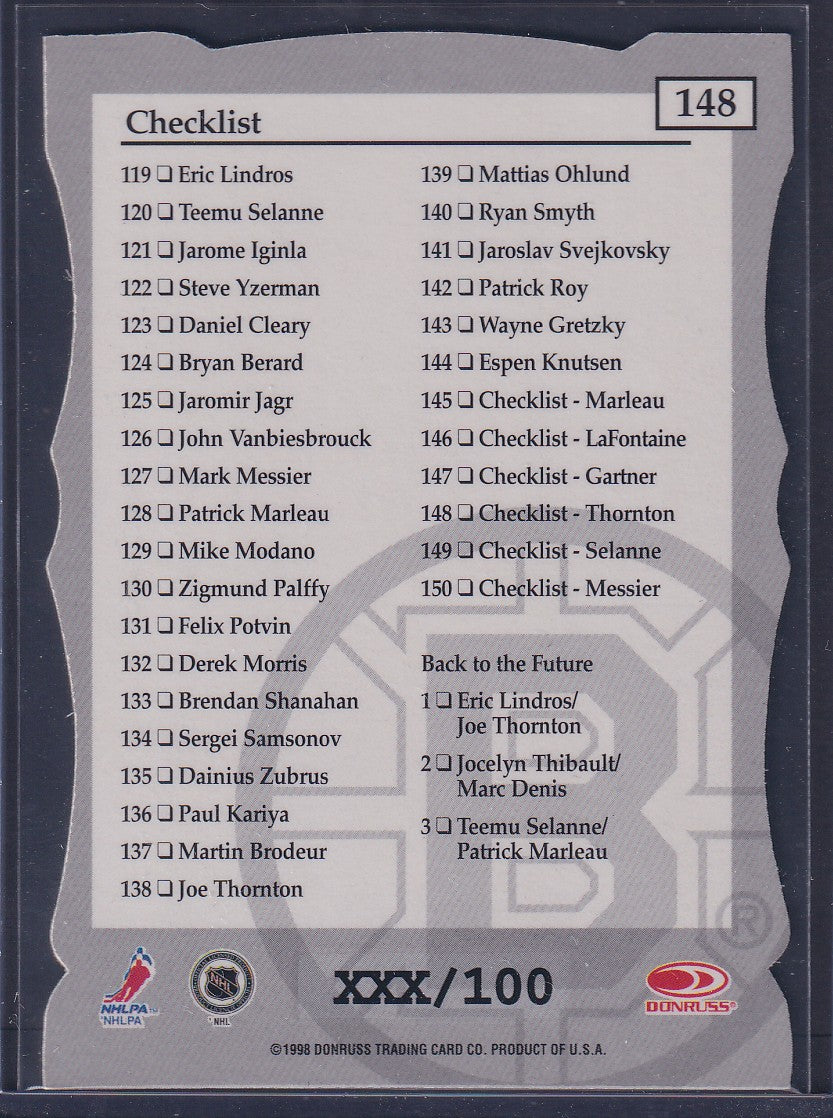 JOE THORNTON - 1997 Donruss Elite Status Generations Die Cut #138, xxx/100