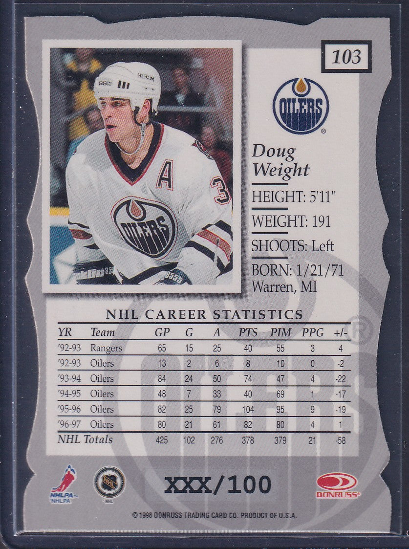 DOUG WEIGHT - 1997 Donruss Elite Status Die Cut #103, xxx/100