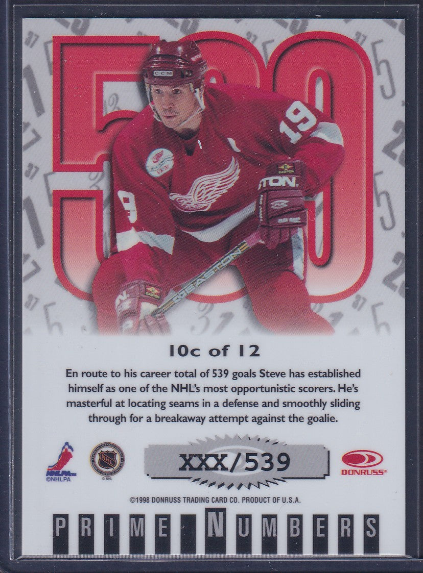 STEVE YZERMAN - 1997 Donruss Elite Prime Numbers #10c, xxx/539