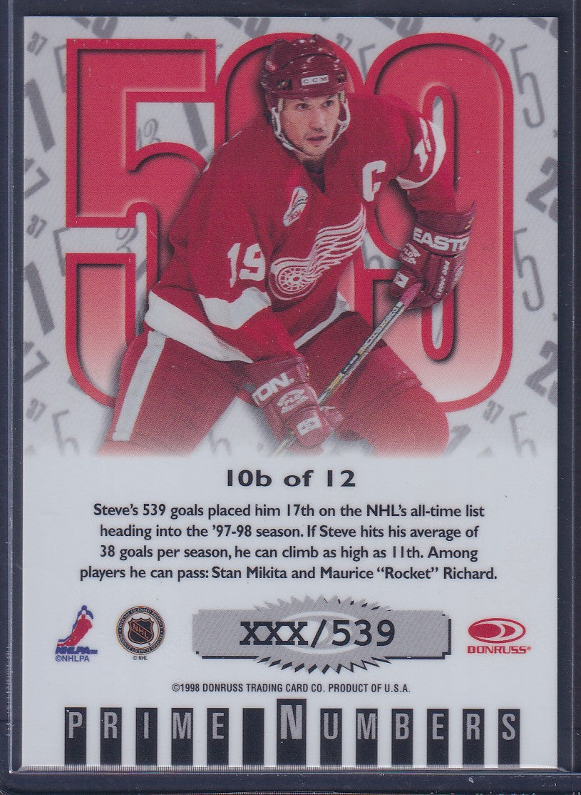 STEVE YZERMAN - 1997 Donruss Elite Prime Numbers #10b, xxx/539