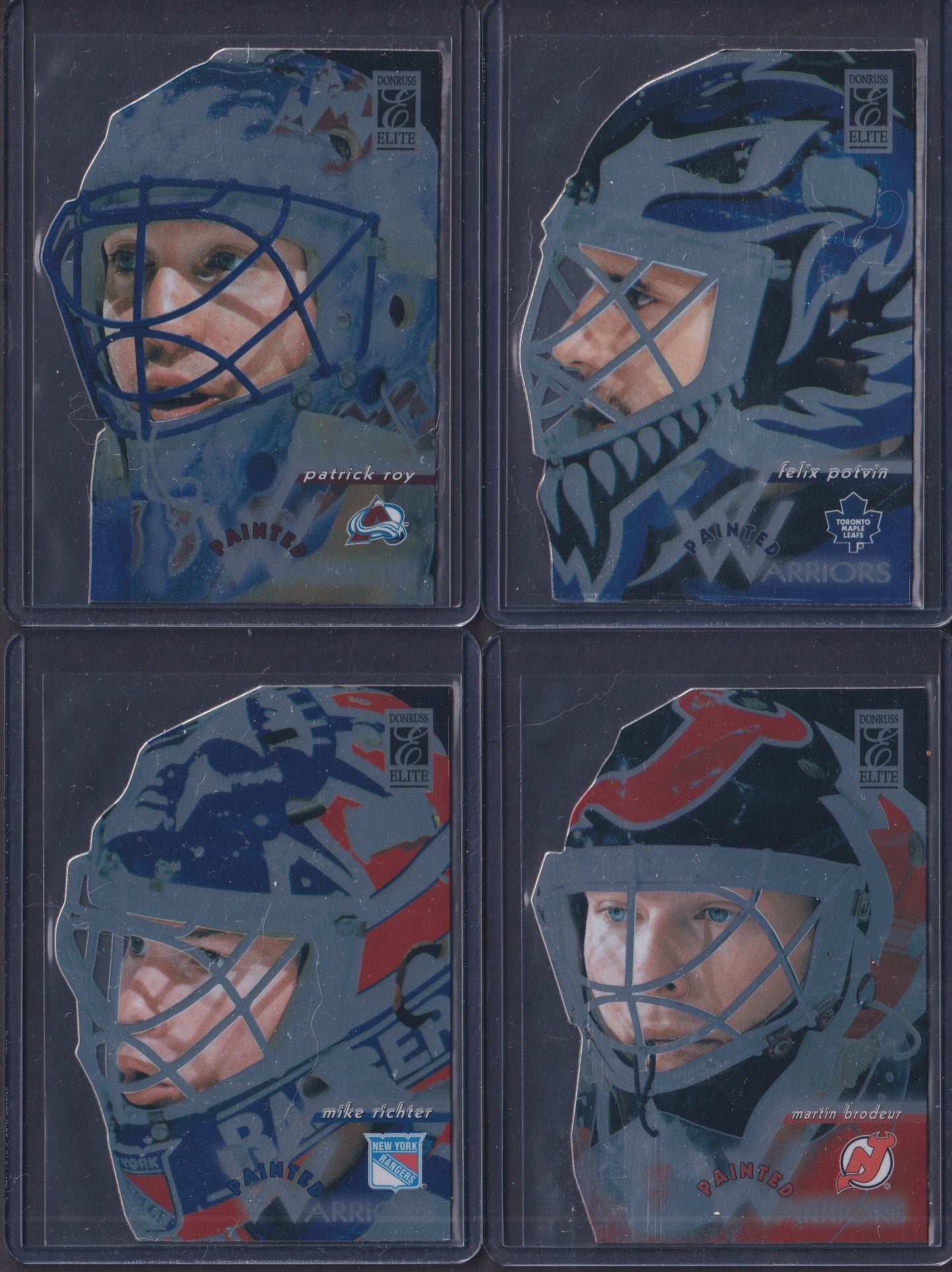 1996 Donruss Elite Painted Warriors Set of 10 /2500 - Roy, Potvin, Brodeur, etc
