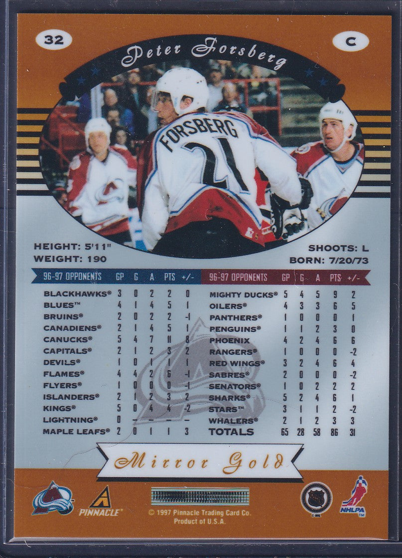 PETER FORSBERG - 1997 Pinnacle Certified MIRROR GOLD w/ Coating #32