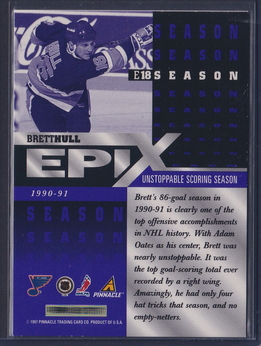 BRETT HULL - 1997 Pinnacle Epix Season PURPLE #E18