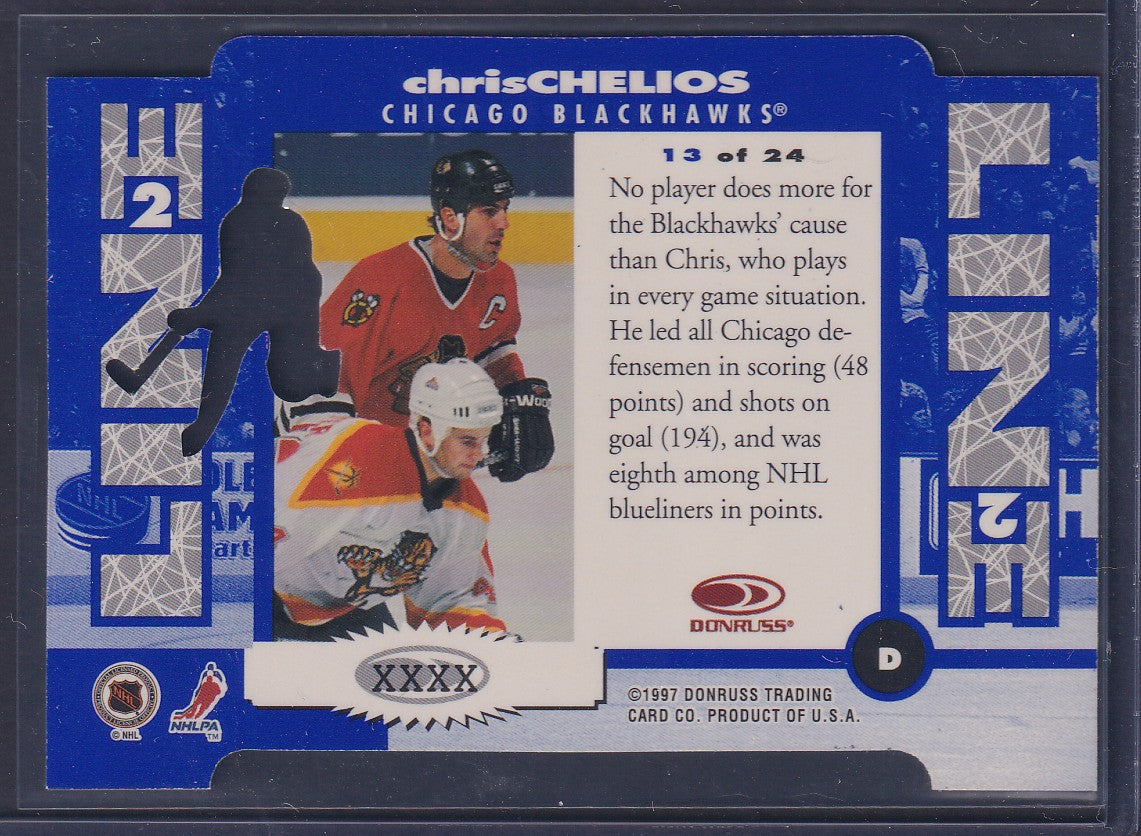 CHRIS CHELIOS - 1997 Donruss Line 2 Line Die Cut #13, xxxx