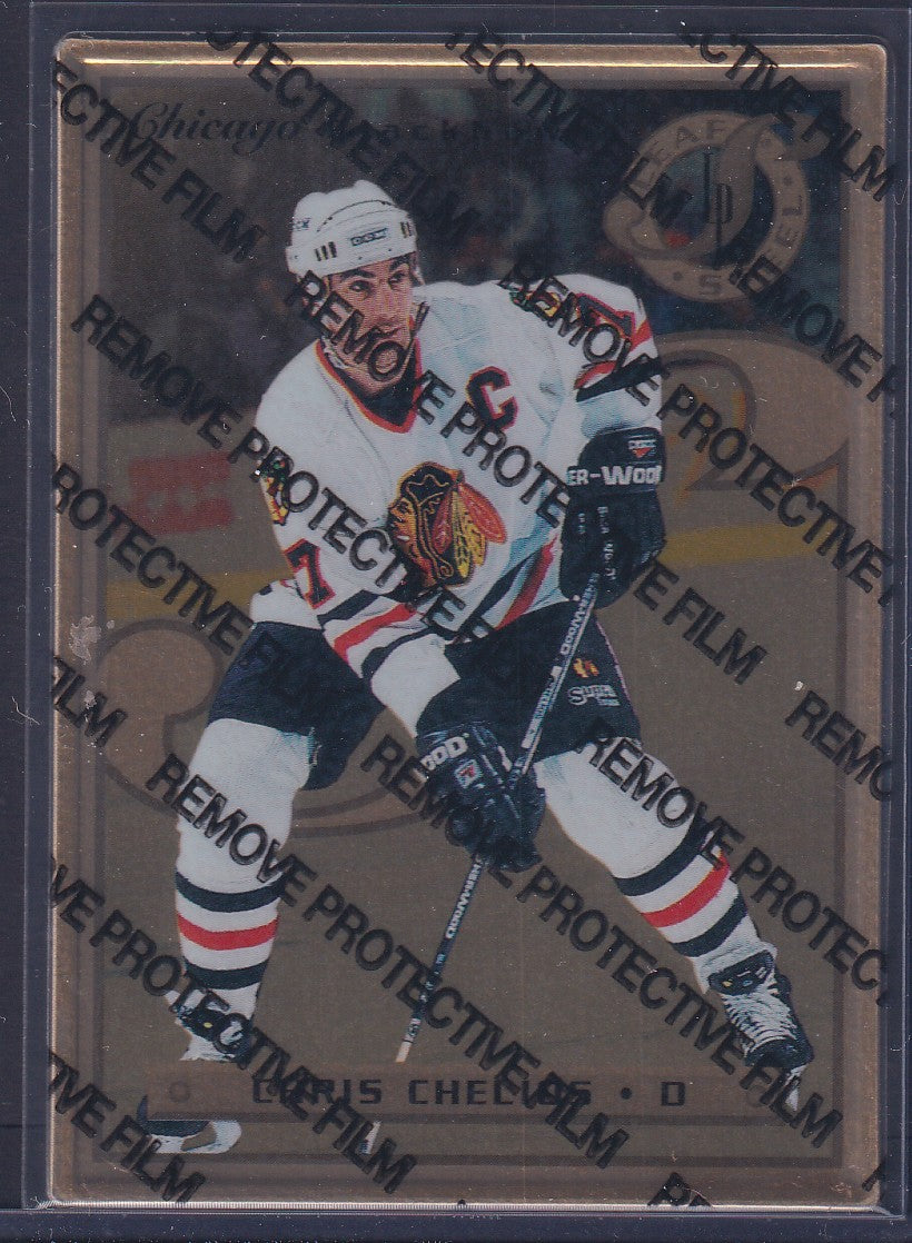 CHRIS CHELIOS - 1996 Donruss Leaf Preferred Steel GOLD #7