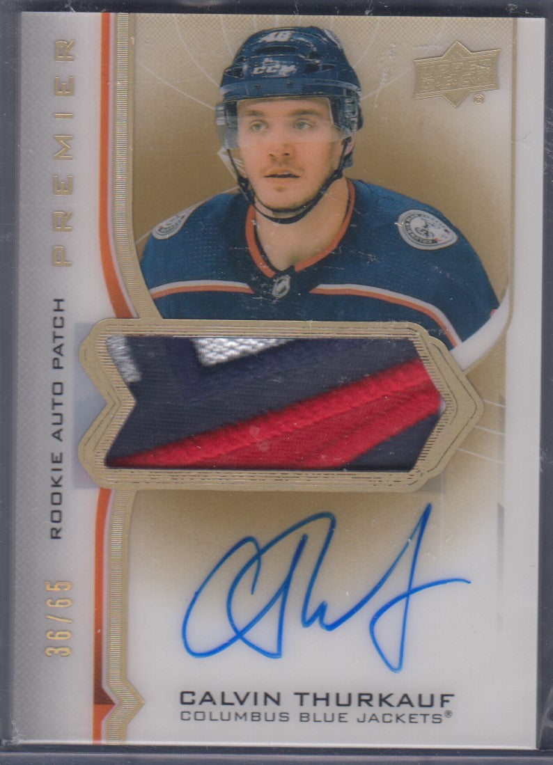 CALVIN THURKAUF, 2020 Upper Deck Premier Rookie Auto/Patch #AR-CT, /65