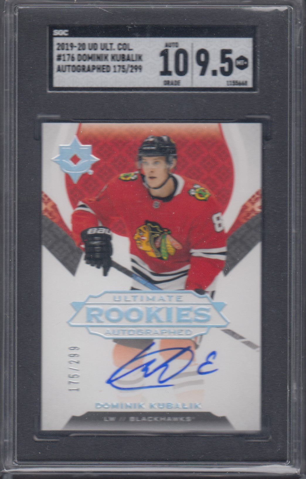DOMINIK KUBALIK, 2019 Ultimate Collection Autograph #176, SGC 9.5/Auto 10