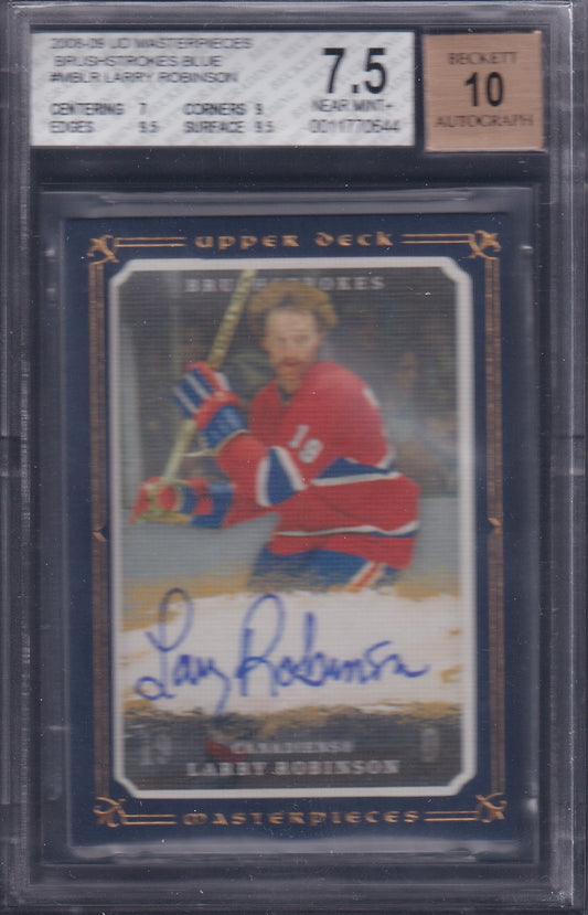 LARRY ROBINSON - 2008 Upper Deck Masterpieces Brushstrokes Auto #MB-LR, /25, BGS 7.5