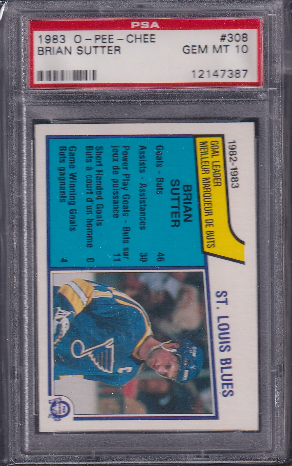 BRIAN SUTTER, 1983 O-Pee-Chee #308, PSA 10