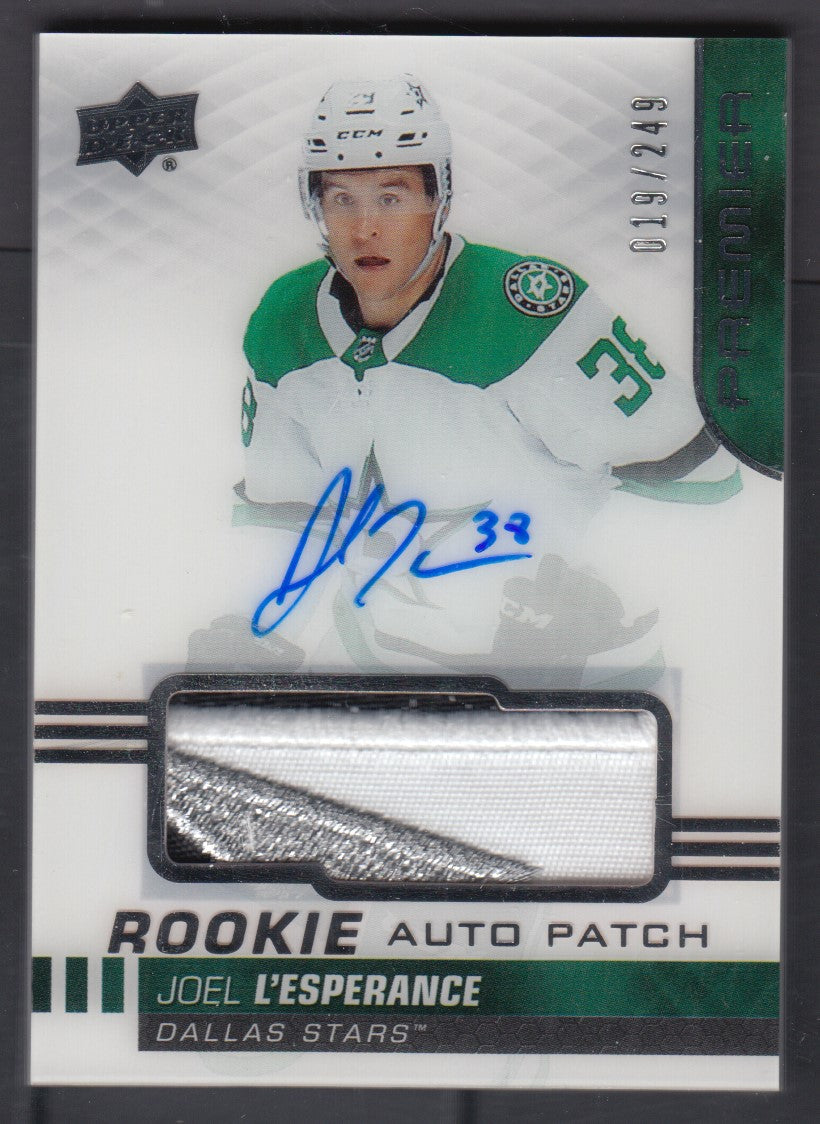 JOEL L'ESPERANCE, 2019 Upper Deck Premier Rookie Auto Patch #AR-JL, /249