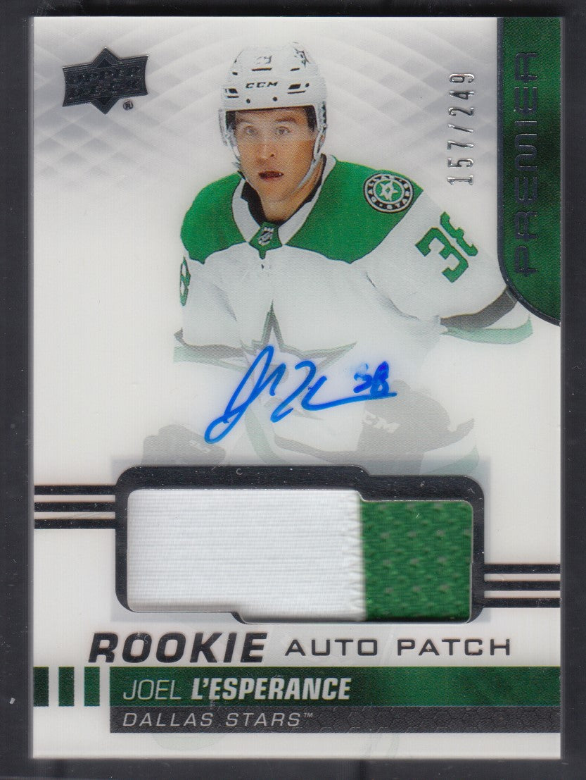 JOEL L'ESPERANCE, 2019 Upper Deck Premier Rookie Auto Patch #AR-JL, /249