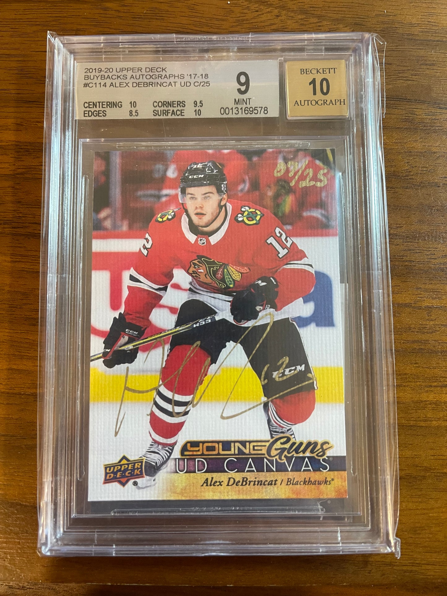 ALEX DEBRINCAT - 2019 Upper Deck Young Guns Canvas BUYBACKS #C114, /25, BGS 9/10