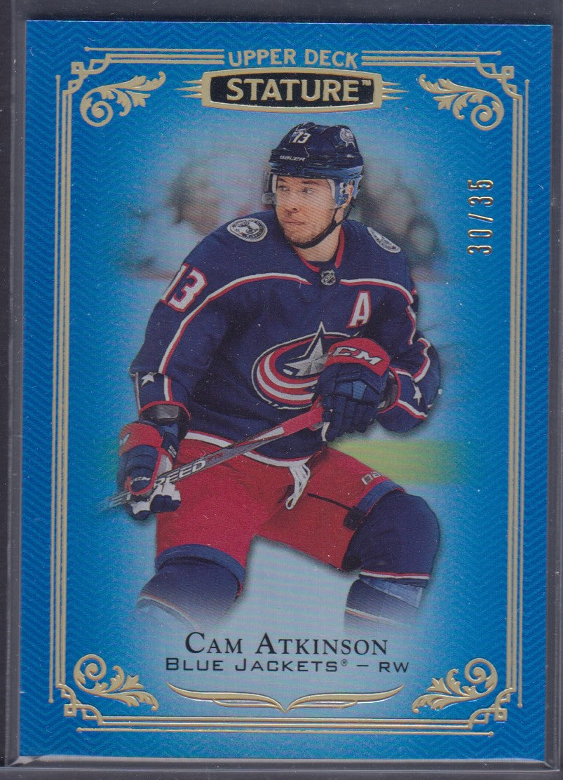 CAM ATKINSON, 2019 Upper Deck Stature BLUE #42, /35