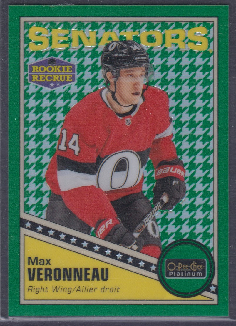 MAX VERONNEAU, 2019 O-Pee-Chee Platinum Rookie GREEN HOUNDSTOOTH #R-76, /15