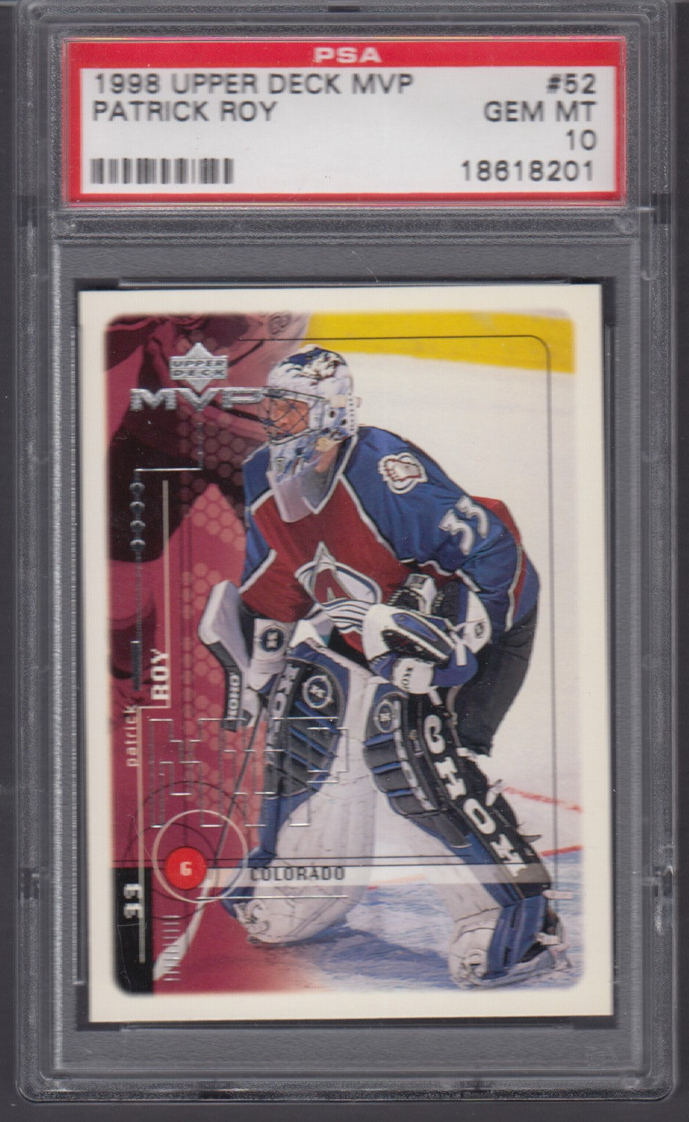 PATRICK ROY, 1998 Upper Deck MVP #52, PSA 10
