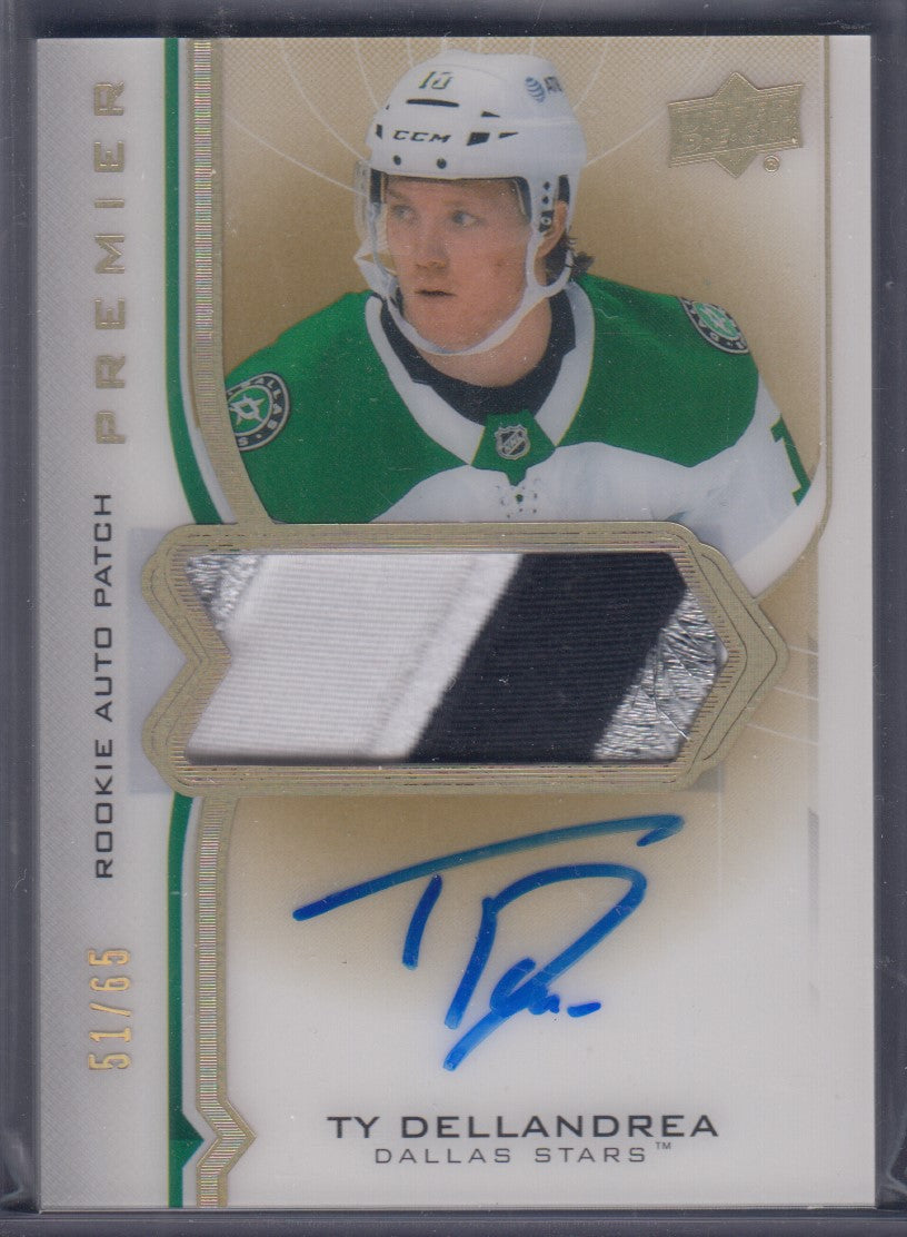 TY DELLANDREA, 2020 Upper Deck Premier Rookie Auto Patch #AR-TD, /65