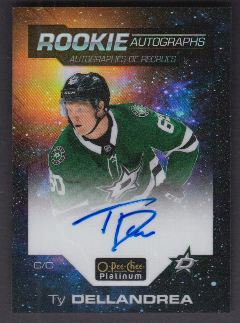 TY DELLANDREA, 2020 O-Pee-Chee Platinum Rookie Auto COSMIC #R-TD, /75