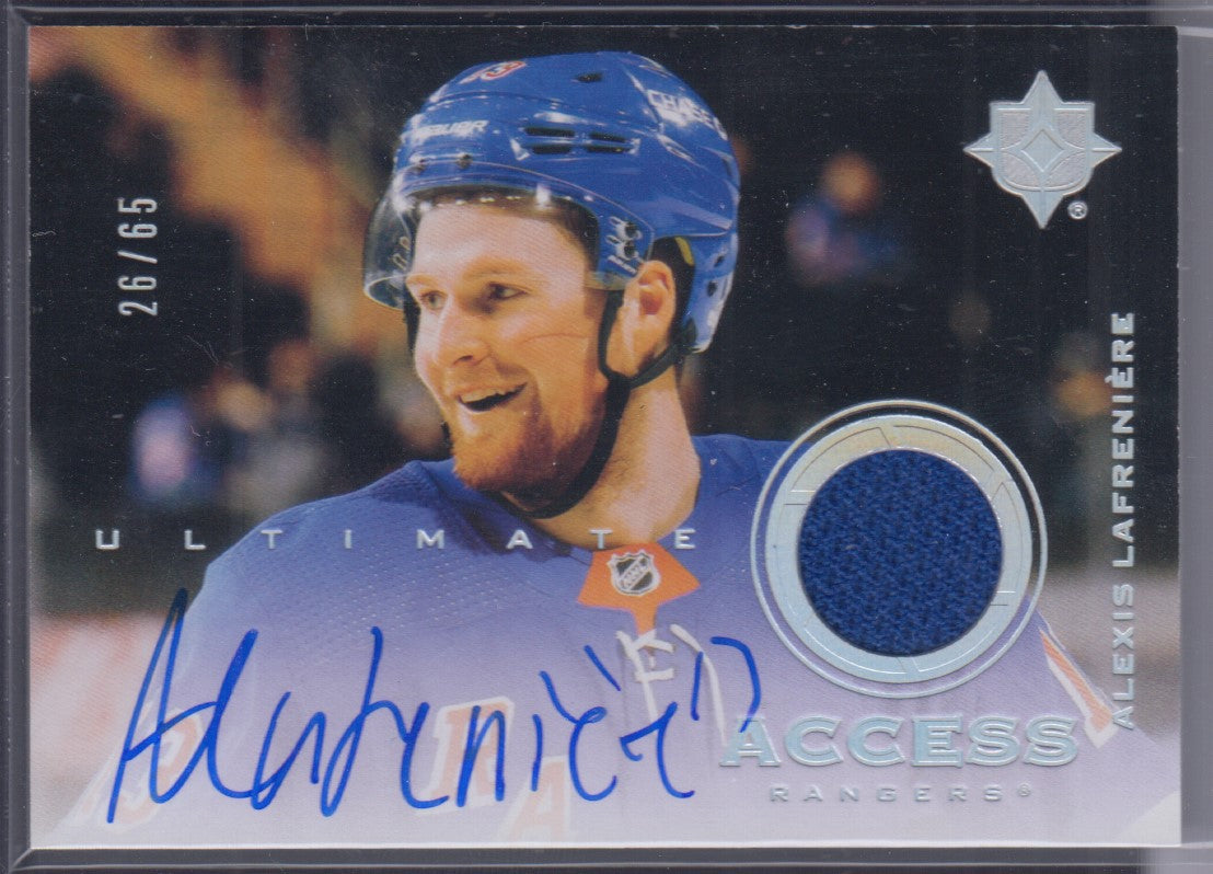 ALEXIS LAFRENIERE, 2020 Upper Deck Ultimate Access Auto Patch #UAA-AL, /65