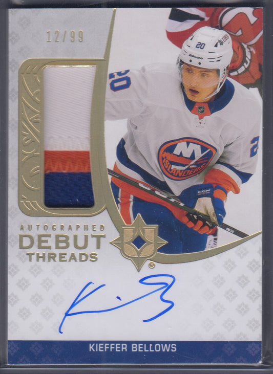 KIEFFER BELLOWS, 2020 Upper Deck Ultimate Debut Threads Auto Patch #ADT-KB, /99