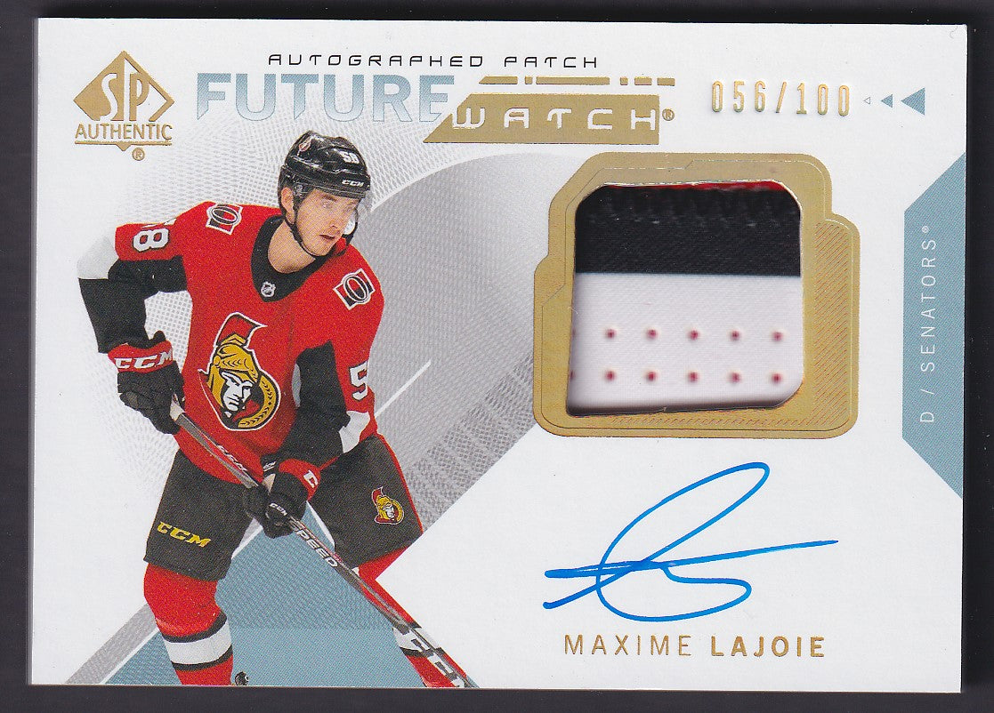 MAXIME LAJOIE, 2018 SP Authentic Future Watch Auto Patch #195, /100