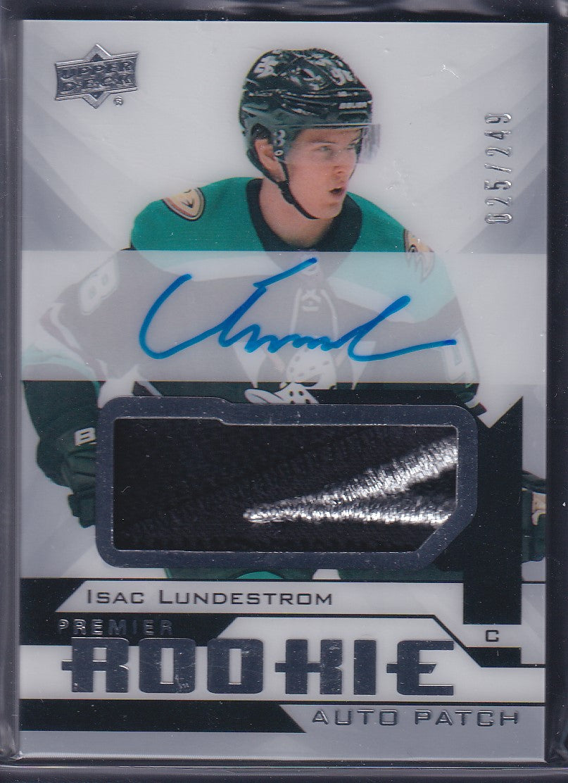 ISAC LUNDESTROM, 2018 Upper Deck Premier Rookie Auto Patch #AR-IL, /249