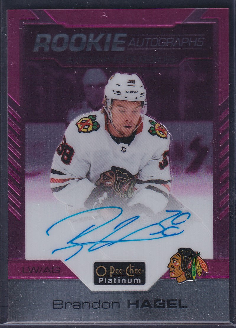 BRANDON HAGEL - 2020 O-Pee-Chee Platinum MATTE PINK Rookie Auto #R-BH, /99