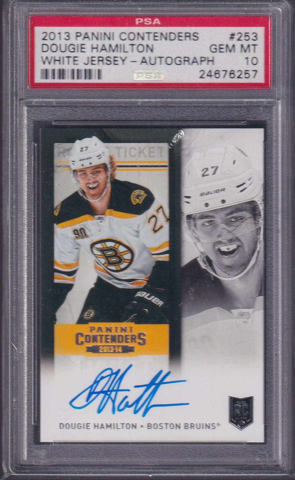 DOUGIE HAMILTON, 2013 Panini Contenders White Jersey Auto #253, PSA 10