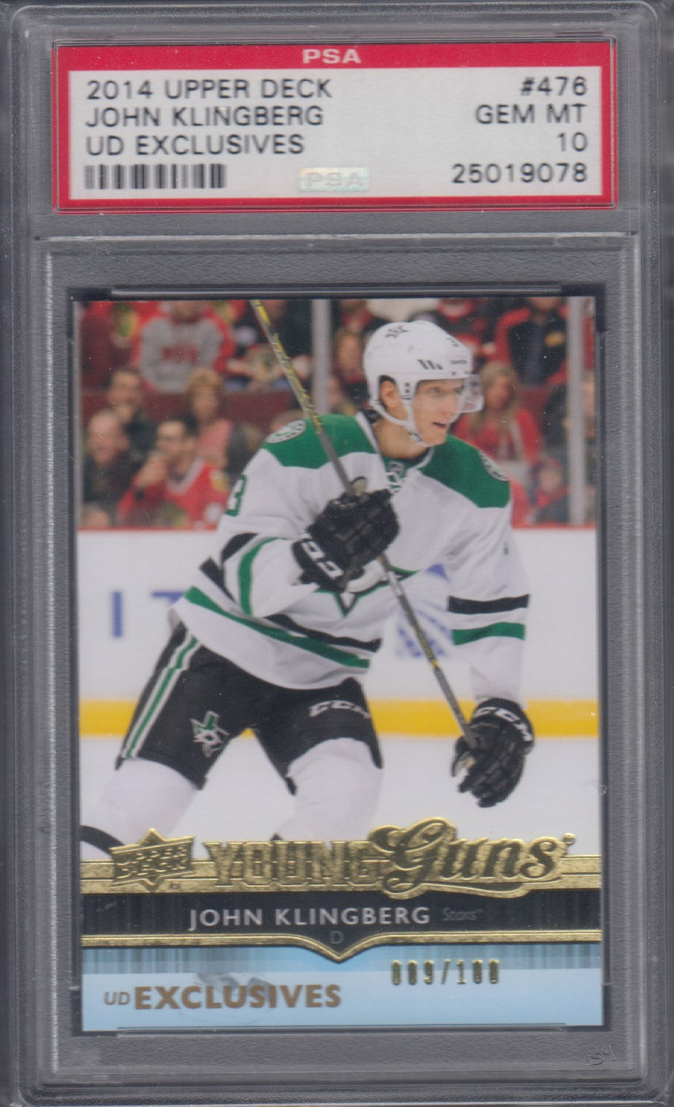 JOHN KLINGBERG, 2014 Upper Deck Young Guns UD EXCLUSIVES #476, PSA 10