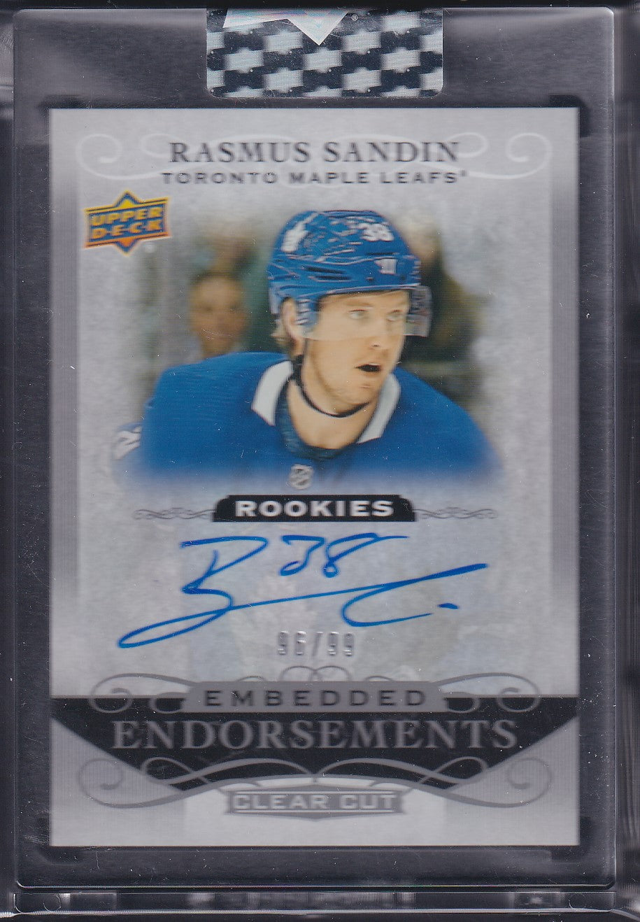 RASMUS SANDIN - 2019 Clear Cut Embedded Endorsements Rookies Auto #EE-RS, /99