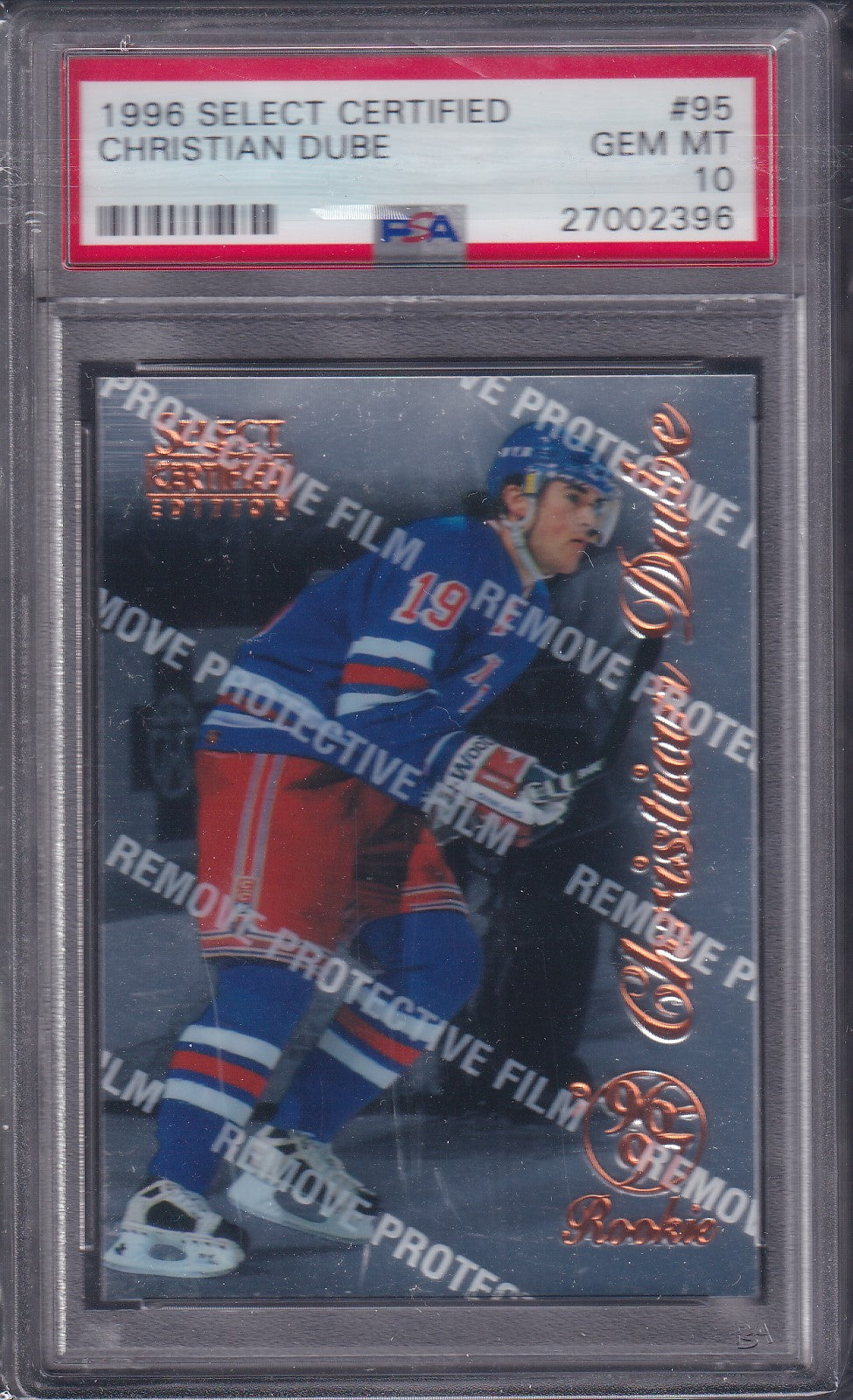 CHRISTIAN DUBE, 1996 Select Certified #95, PSA 10