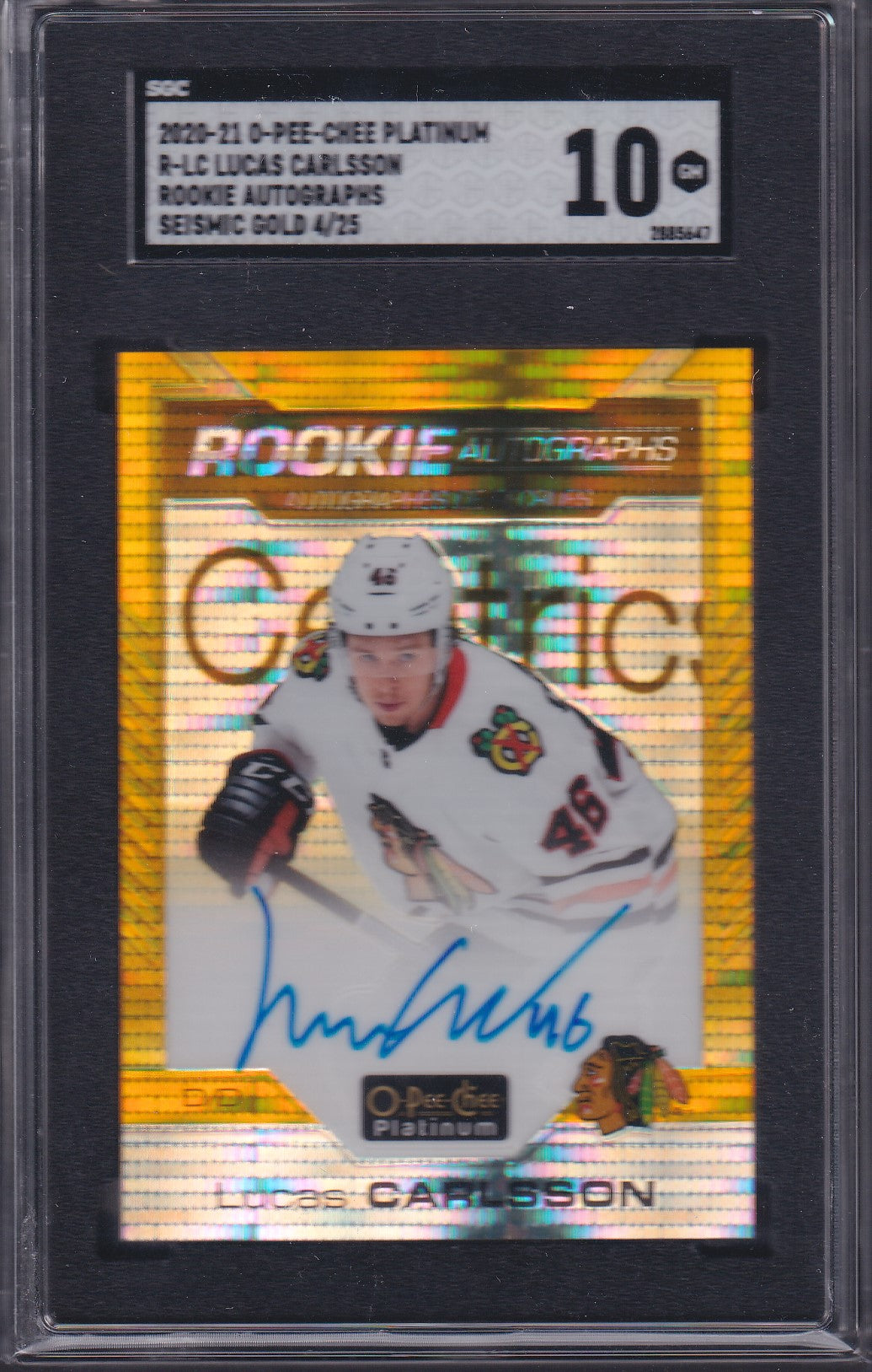 LUCAS CARLSSON - 2020 OPC Rookie Auto SEISMIC GOLD #R-LC, /25, SGC 10
