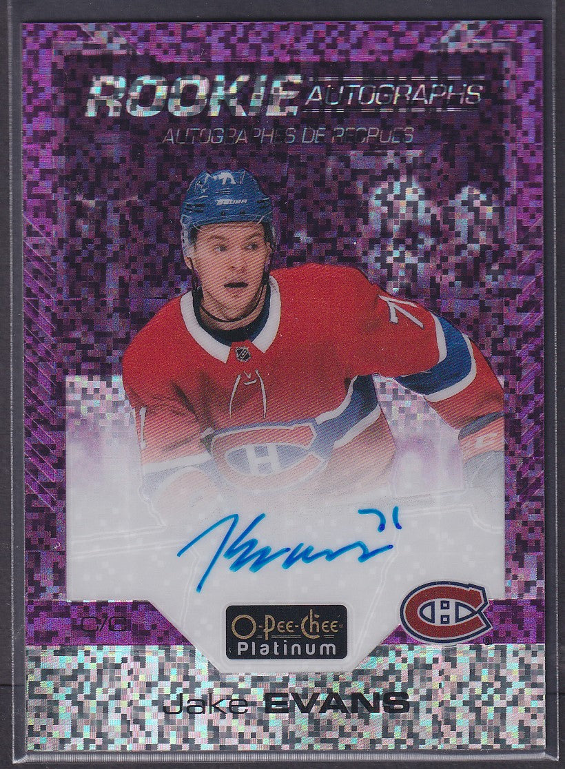 JAKE EVANS - 2020 O-Pee-Chee Platinum Rookie Autographs VIOLET PIXELS #R-JE