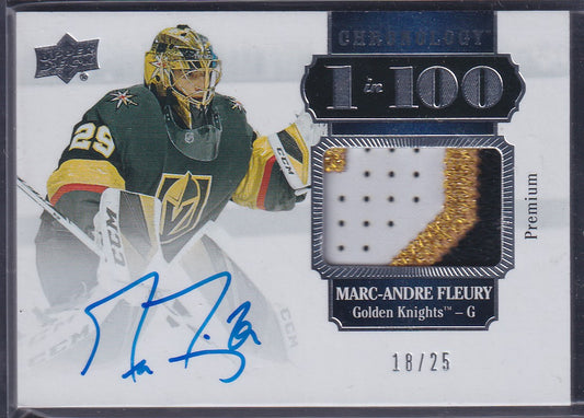 MARC-ANDRE FLEURY - 2019 Upper Deck Chronology 1 in 100 Auto Patch #100-MF, /25