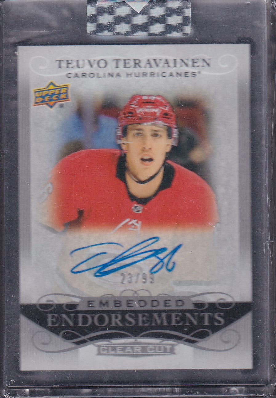TEUVO TERAVAINEN - 2019 Clear Cut Embedded Endorsements Auto #EE-TT, /99