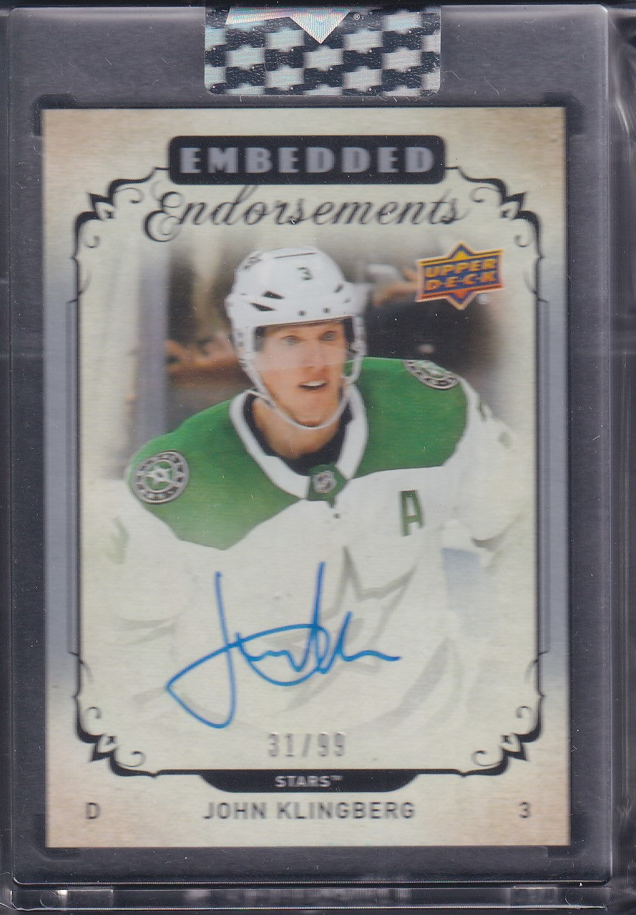 JOHN KLINGBERG - 2018 Clear Cut Embedded Endorsements Auto #EE-JK, /99