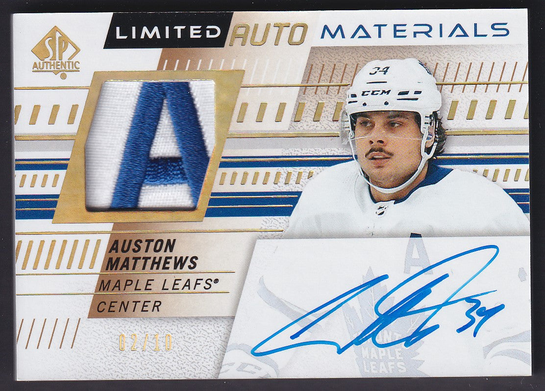 AUSTON MATTHEWS - 2019 SP Authentic Limited Auto Materials Patch #70, /10