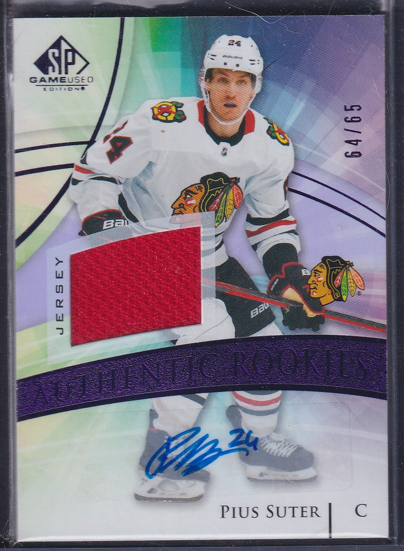 PIUS SUTER - 2020 SP Game Used Authentic Rookies Auto Patch #134, /65